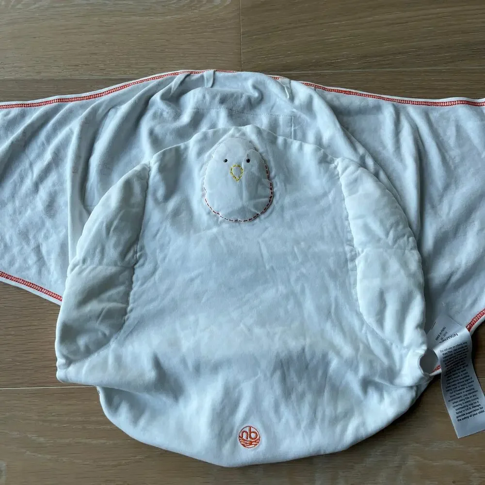 Nested Bean Premier Zen Swaddle - White with Orange Giraffe Print S/M Unisex